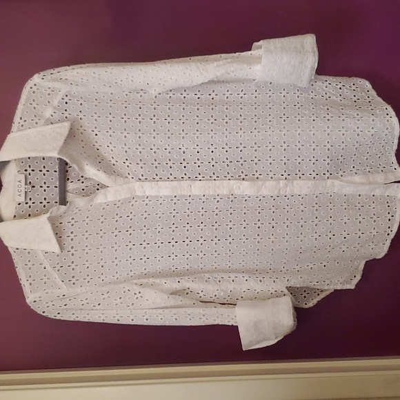 White Lace Button Up - Picture 1 of 3